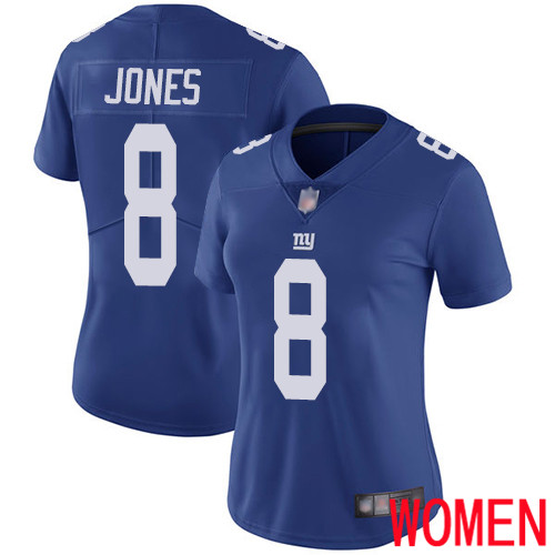 Women New York Giants #8 Daniel Jones Royal Blue Team Color Vapor Untouchable Limited Player Football NFL Jersey